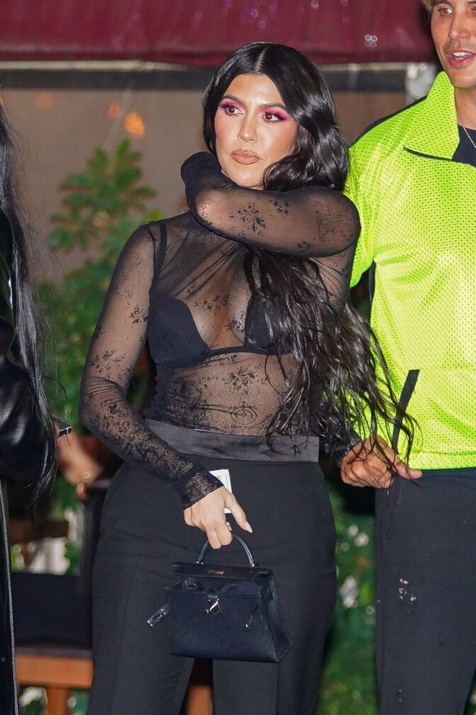 Kourtney Kardashian In Sheer Top