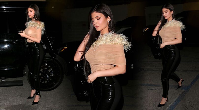 Kylie Jenner – Beautiful in Sheer Top at “Craigs” in West Hollywood