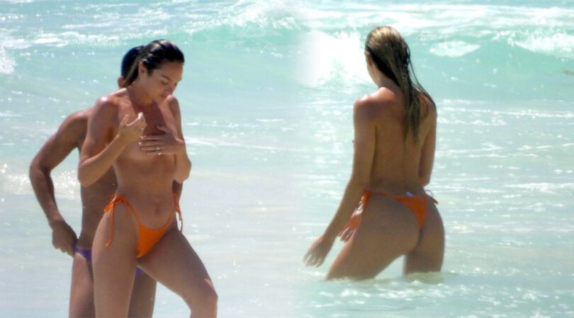 Candice Swanepoel – Perfect Topless Body on the Beach in Tulum