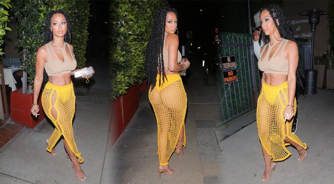 Draya Michele – Fantastic Big Ass in a Thong Panties at Giorgio Baldi in Santa Monica