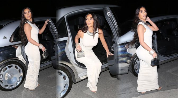 Kim Kardashian – Sexy Big Ass in a Beautiful White Dress Out in Los Angeles