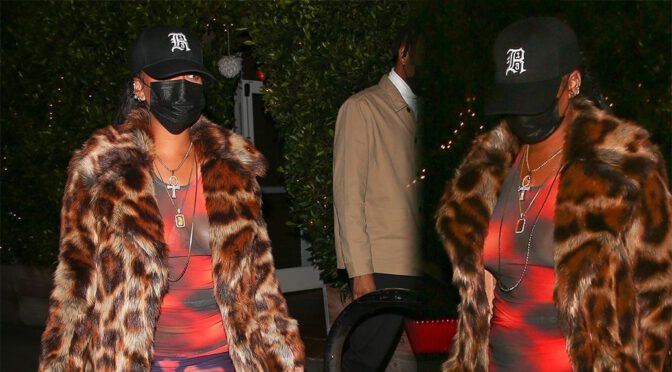 Rihanna – Sexy Braless Boobs in Sheer Top at Giorgio Baldi in Santa Monica