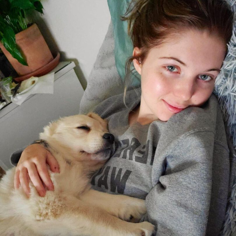 Sammi Hanratty Beautiful Wiht Puppy