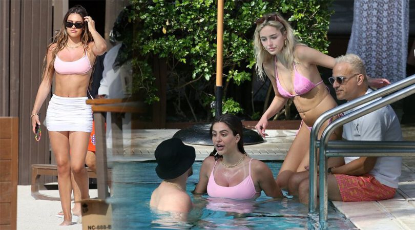 Amelia & Delilah Hamlin – Sexy Boobs in BIknis in Pool in Miami Beach