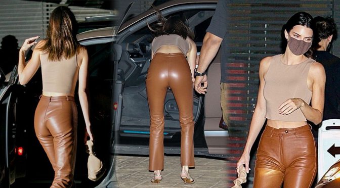 Kendall Jenner – Sexy Ass in Leather Pants at Nobu Restaurant in Malibu