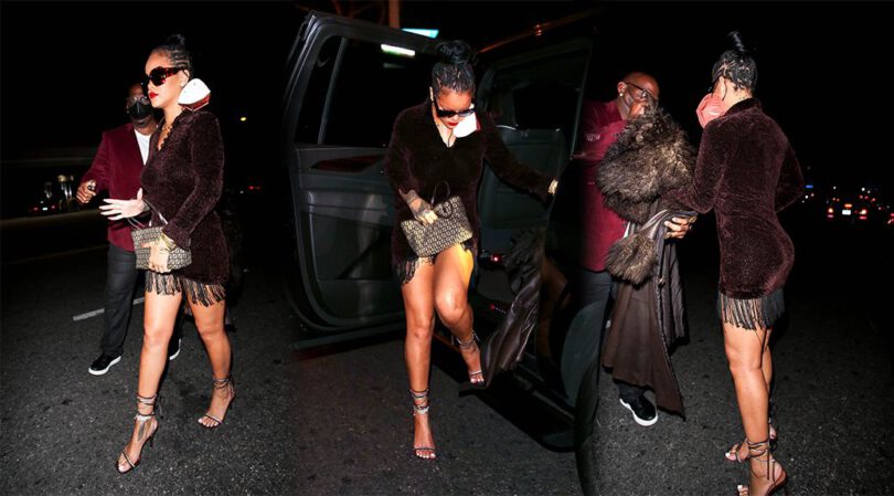 Rihanna – Sexy Legs in a Short Dress Out in Santa Monica