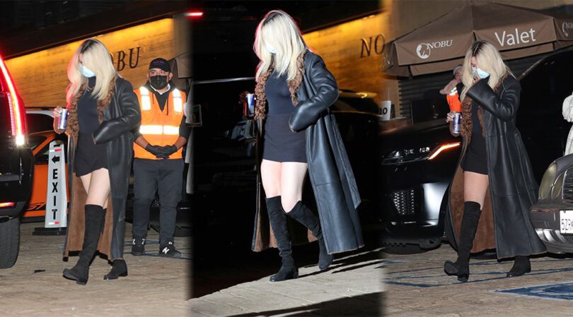 Selena Gomez – Sexy in Mini Skirt and Boots at Nobu in Malibu