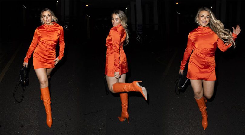 Tallia Storm – Sexy Legs in Boots and Short Dress