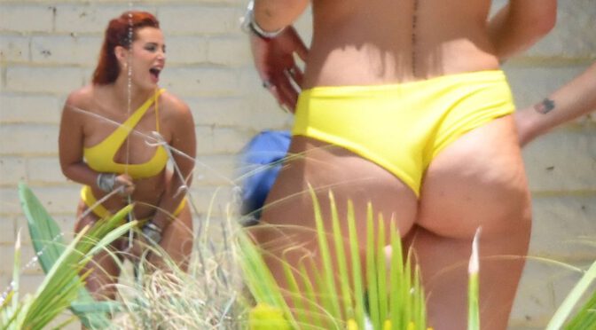 Bella Thorne – Beautiful Ass in A Sexy Yellow Bikini in Miami