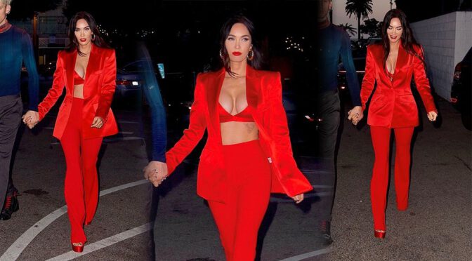 Megan Fox – Fantastic Big Boobs in a Sexy Red Bra Out in Los Angeles