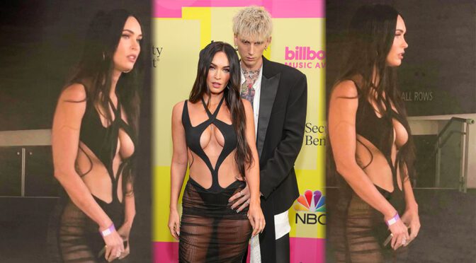 Megan Fox – Beautiful Braless Boobs in a Stunning Black Dress at the 2021 Billboard Music Awards in Los Angeles