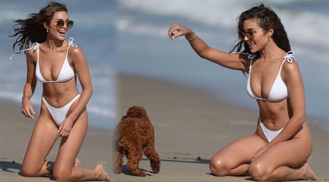 Olivia Culpo – Sexy Body in a Small White Bikini in Malibu