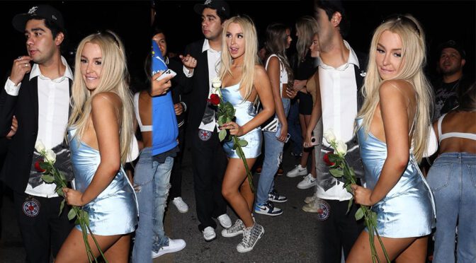 Tana Mongeau – Sexy Legs in SMall Dress at Hyde in Hollywood