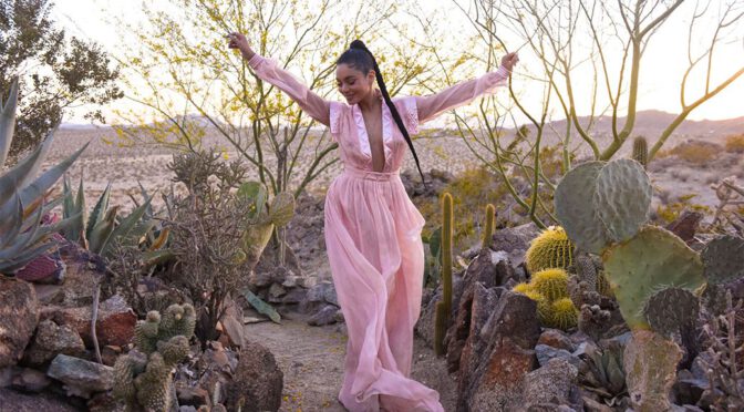 Vanessa Hudgens – Braless at “Caliwater Escape” In Joshua Tree at the Mojave Moon Ranch