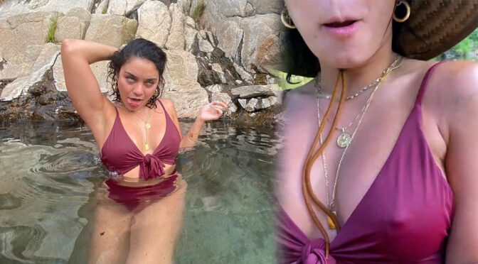 Vanessa Hudgens – Beautiful Boobs and Pokies in a Wet Swimsuit (Video)