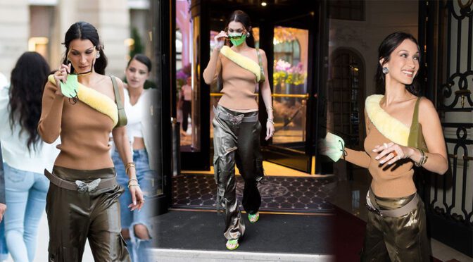 Bella Hadid – Beautiful Braless Candids Out in Paris