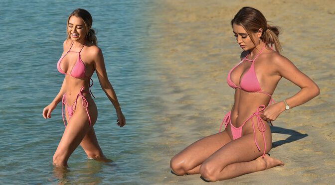 Georgia Harrison – Stunning Boobs in a Sexy Small Bikini on the Beach in Miami