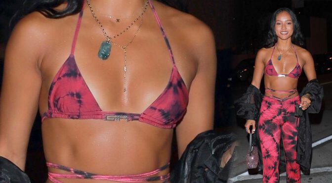 Karrueche Tran – Sexy Boobs in Small Bra at Catch in West Hollywood