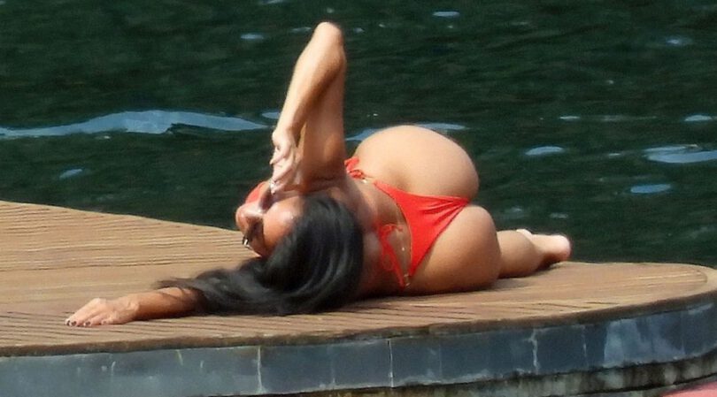 Nicole Scherzinger – Fantastic Boobs and Ass in Red Thong Bikini in Italy