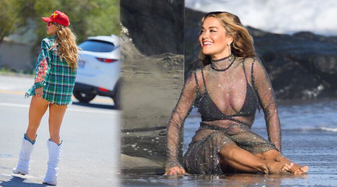 Rita Ora – Gorgeous BOdy in Bikini on a Music Video Set in Malibu