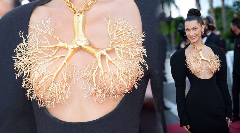 Bella Hadid – Braless Breasts in a Sexy Dress at “Tre Piani” Premiere in Cannes