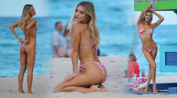 Joy Corrigan – Sexy Ass in Thong Bikini on the Beach in Miami