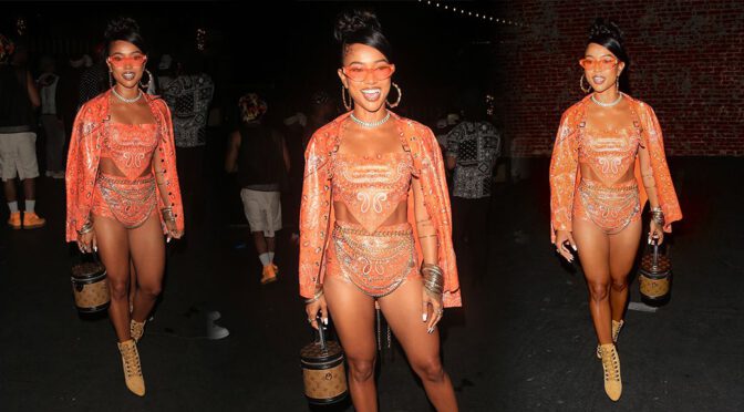 Karrueche Tran – Beautiful Legs in a Sexy Outfit at Saweetie’s Birthday Party in Los Angeles