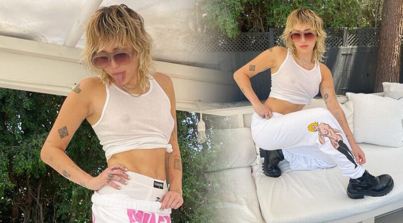 Miley Cyrus – Sexy Nipples in a Braless See-Through Shirt