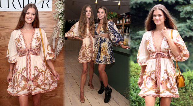 Nina Agdal – Sexy in Beautiful Dress at the Curateur Launch Event in The Hamptons