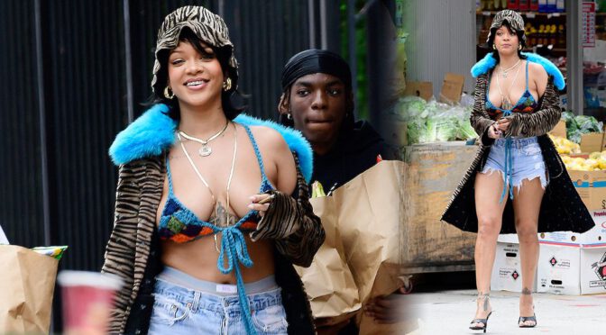 Rihanna – Gorgeous Boobs and Legs On the Music Video Set in New York