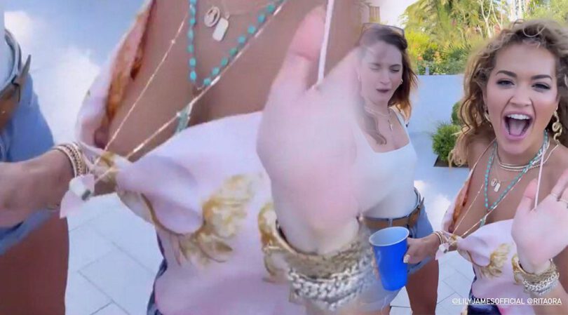 Rita Ora – Sexy Nipslip at Prospero Tequila 4th of July Barbecue Party (NSFW) (Video)