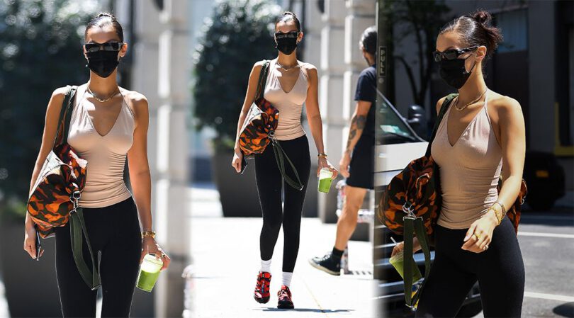 Bella Hadid – Braless Pokies Out in New York