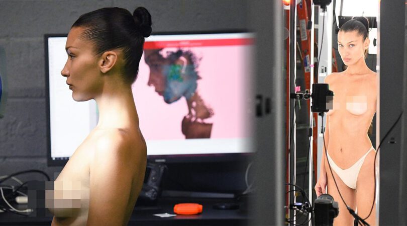 Bella Hadid – Beautiful Topless Boobs in Behind the Scene Pics (Censored)