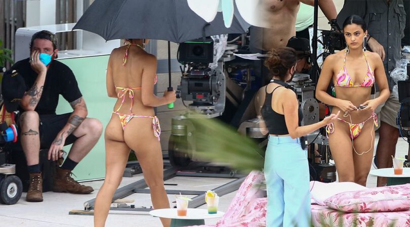 Camila Mendes – Perfect Ass in a Thong Bikini on the “Strangers” Movie Set in Miami Beach