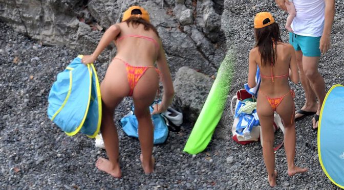 Emily Ratajkowski – Beautiful Ass in a Thong Bikini at the Beach in Positano