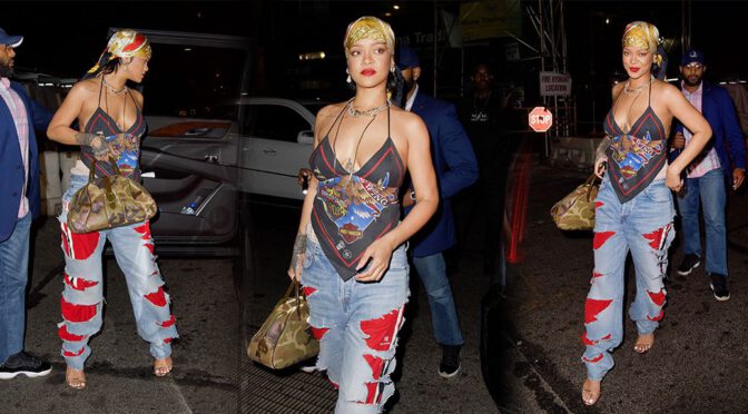 Rihanna – Gorgeous Braless Boobs in a Sexy Top Out in New York