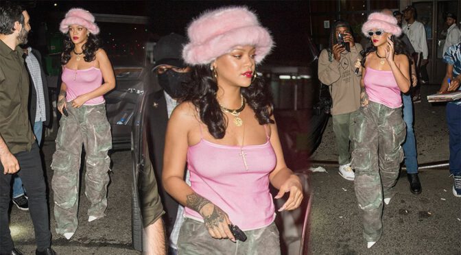Rihanna – Beautiful Braless Boobs Out in New York