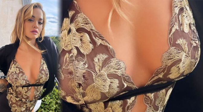 Rita Ora – Braless Breasts in a Sexy See-Through Top
