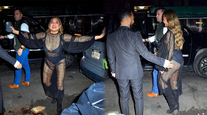 Chrissy Teigen – Beautiful Body in a See-Through Outfit Out in New York