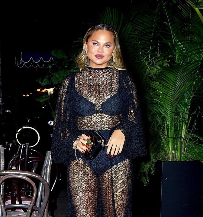 Chrissy Teigen Sexy In Sheer Outfit