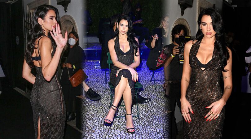 Dua Lipa – Sexy Boobs and Ass in Sheer Dress at Versace Special Event in Milan