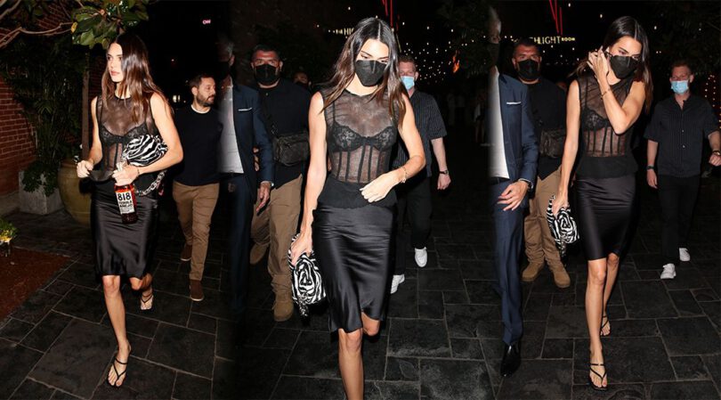 Kendall Jenner – Gorgeous in a See-Through Bra at Beauty & Essex in Hollywood