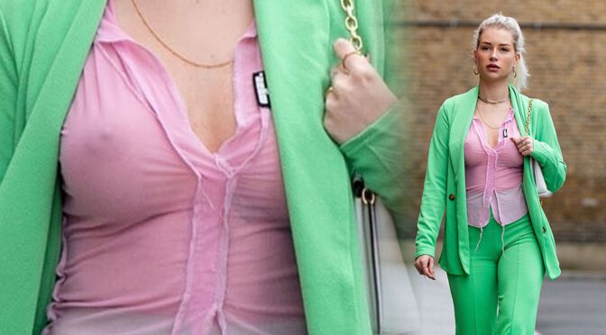 Lottie Moss – Beautiful Boobs and Nipples in a Sheer Shirt Out in London