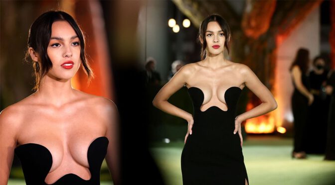 Olivia Rodrigo – Fantastic Braless Breasts in Big Cleavage at The Academy Museum of Motion Pictures Opening Gala