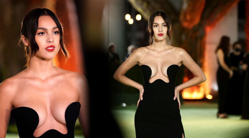 Olivia Rodrigo – Fantastic Braless Breasts in Big Cleavage at The Academy Museum of Motion Pictures Opening Gala