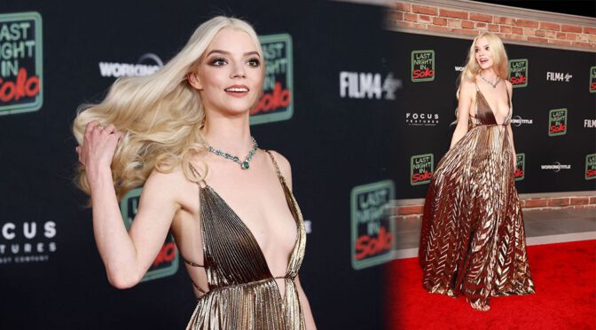 Anya Taylor-Joy – Gorgeous Braless Cleavage At “Last Night in Soho” Premiere in Los Angeles