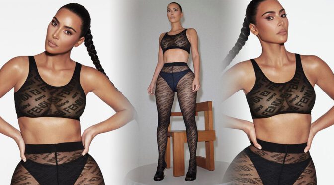 Kim Kardashian – Beautiful Boobs in a Sexy Photoshoot for Fendi x SKIMS Underwear
