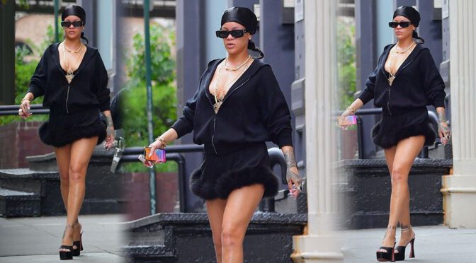 Rihanna – Beautiful Legs and Boobs Out in New York