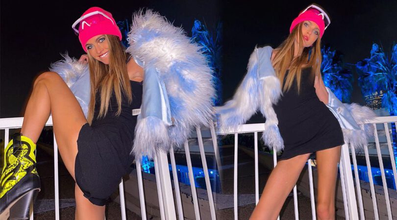 Anne Winters – Gorgeous Legs in a Tiny Black Dress