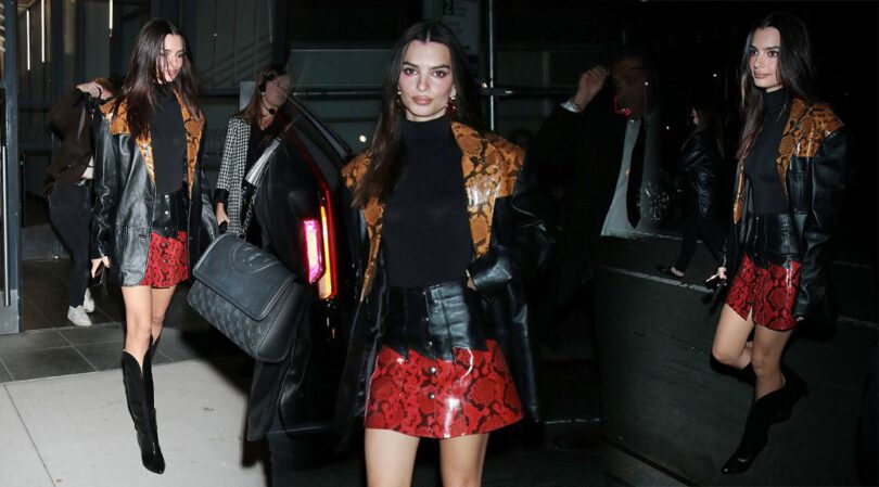 Emily Ratajkowski – Beautiful in Boots and Mini Skirt Out in New York